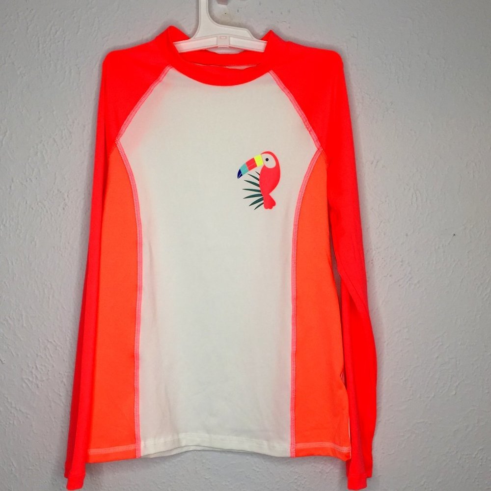 Cat & Jack, NWOT, white and neon pink rash guard